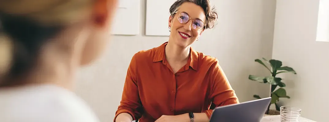 Woman conducting an interview