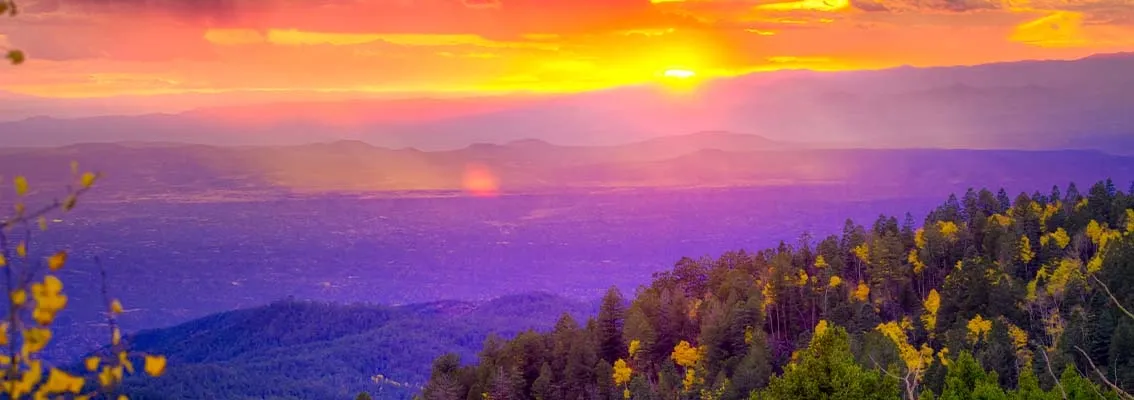 Forested hills at twilight