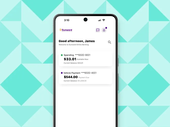 A smartphone with the Sunward mobile app open on it.