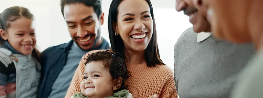 Six members of a family, including two children, enjoying time together