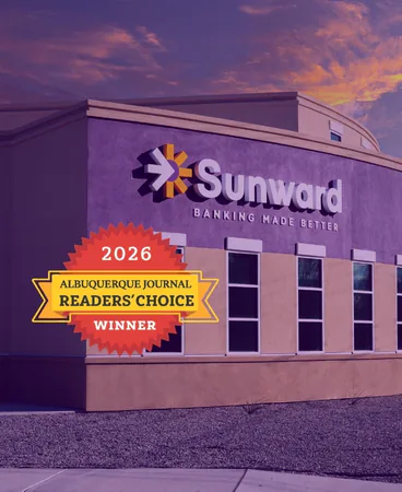 2026 Albuquerque Journal Reader's Choice Winner badge next to a Sunward building