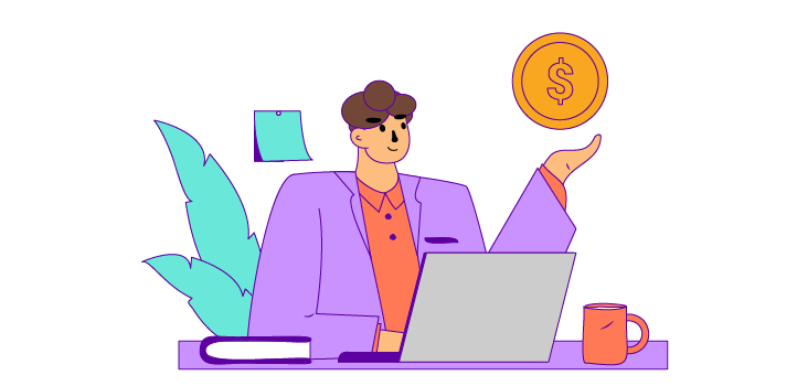 An Illustration of a person holding a large coin