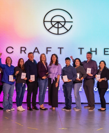 The award winners of Unite 2026 on the stage at Unite 2026 with Steph Sherrodd