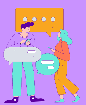 Drawing of two people sharing feedback