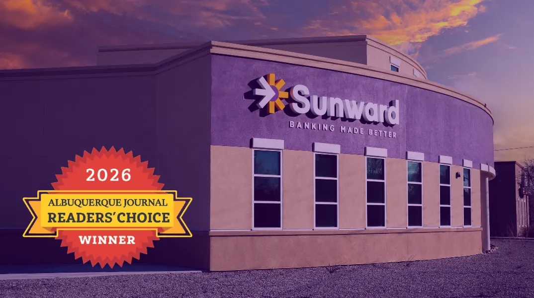 2026 Albuquerque Journal Reader's Choice Winner badge next to a Sunward building