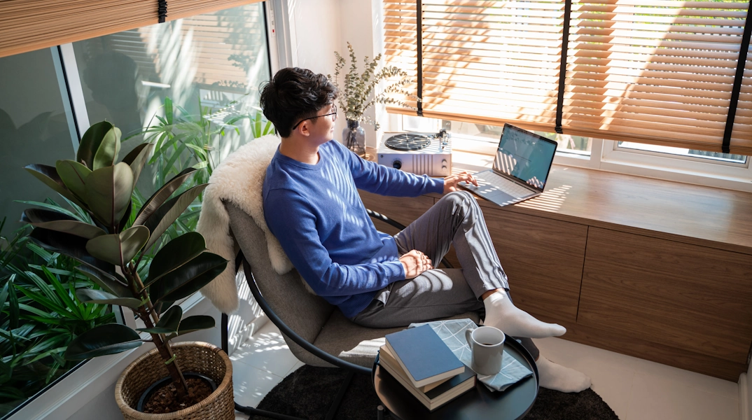 A man working on a laptop