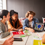 A group of students working together on a project