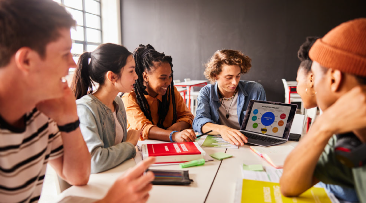 A group of students working together on a project