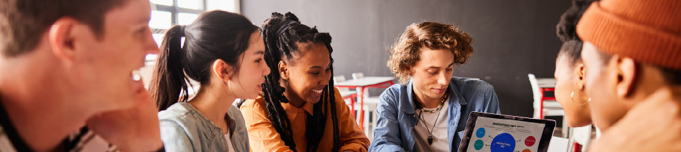 Students collaborating in a classroom