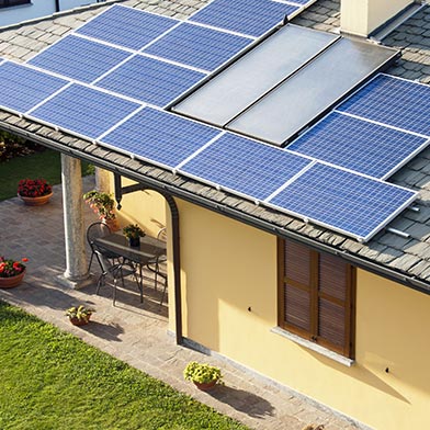 Photo of solar panels on the roof of a home