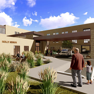 Rendering of Amaran Senior Living. Image courtesy of Dekker/Perich/Sabatini.