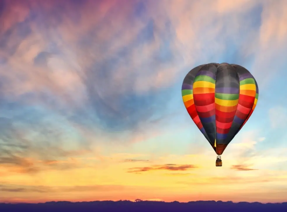 An air Balloon in a sunset