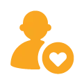 A silhouette of a human bust overlayed with a circle with a heart on it